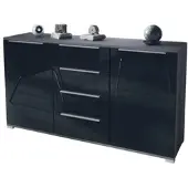 Vladon SIDEBOARD Linio Schwarz Hochglanz