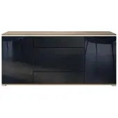 Vladon SIDEBOARD Faro Schwarz Hochglanz