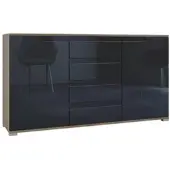 Vladon SIDEBOARD Sylt Schwarz Hochglanz
