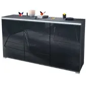 Vladon SIDEBOARD Faro Schwarz Hochglanz