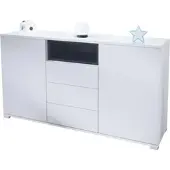 Vladon SIDEBOARD Skadu Schwarz Hochglanz