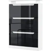 Vladon SCHUHSCHRANK Space Schwarz Hochglanz / Weiß Hochglanz