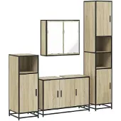 vidaXL 4-tlg. Badmöbel-Set Sonoma-Eiche Holzwerkstoff