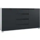 Vladon SIDEBOARD Sylt Schwarz matt / Schwarz Hochglanz