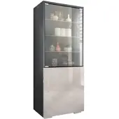 Vladon VITRINE Granada Sandgrau Hochglanz