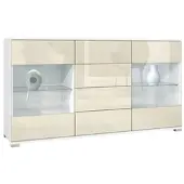Vladon SIDEBOARD Bari Creme Hochglanz
