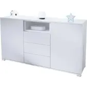 Vladon SIDEBOARD Skadu Weiß Hochglanz