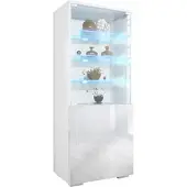 Vladon VITRINE Granada Weiß Hochglanz