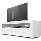 Vladon SIDEBOARD Valencia Fronten in Weiß Hochglanz Element mit 3D Struktur