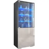 Vladon VITRINE Granada Sandgrau Hochglanz