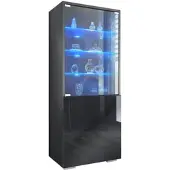 Vladon VITRINE Granada Schwarz Hochglanz