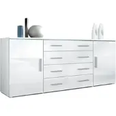 Vladon SIDEBOARD Verona Weiß Hochglanz