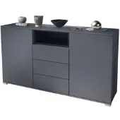 Vladon SIDEBOARD Skadu Schwarz Hochglanz