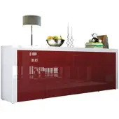 Vladon SIDEBOARD La Paz Bordeaux Hochglanz / Weiß Hochglanz