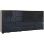 Vladon SIDEBOARD Sylt Schwarz Hochglanz
