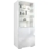 Vladon VITRINE Granada Weiß Hochglanz