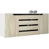 Vladon SIDEBOARD Sintra Eiche sägerau / Schwarz Hochglanz