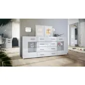 Vladon SIDEBOARD Noah Weiß Hochglanz