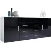 Vladon SIDEBOARD Verona Schwarz Hochglanz