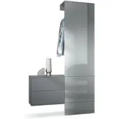 Vladon GARDEROBE Carlton Paneel in Grau Hochglanz