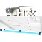 Vladon SIDEBOARD Houston Weiß Hochglanz