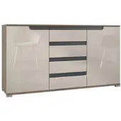 Vladon SIDEBOARD Sylt Sandgrau Hochglanz / Anthrazit matt