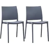 CLP 2er Set Gartenstühl Meton mit Lehne stapelbar wetterfest UV-beständig bis 150 kg grau