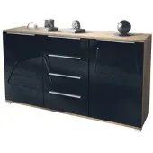 Vladon SIDEBOARD Linio Schwarz Hochglanz
