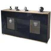Vladon SIDEBOARD Grömitz Schwarz Hochglanz