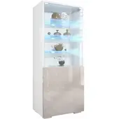 Vladon VITRINE Granada Sandgrau Hochglanz