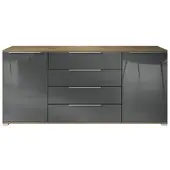 Vladon SIDEBOARD Linio Grau Hochglanz
