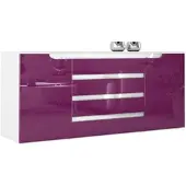 Vladon SIDEBOARD Sintra Brombeer Hochglanz / Weiß Hochglanz