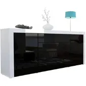 Vladon SIDEBOARD La Paz Schwarz Hochglanz / Weiß Hochglanz