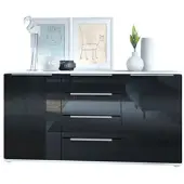 Vladon SIDEBOARD Porto Schwarz Hochglanz