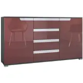 Vladon SIDEBOARD Sylt Bordeaux Hochglanz / Weiß Hochglanz
