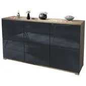 Vladon SIDEBOARD Rova Schwarz Hochglanz