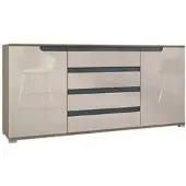 Vladon SIDEBOARD Sylt Sandgrau Hochglanz / Anthrazit matt