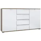 Vladon SIDEBOARD Sylt Weiß matt / Weiß Hochglanz