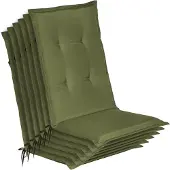 Beautissu 6er Set Gartenstuhlauflage Loft HL Olivegrün, 120x50x6cm