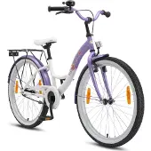 Bikestar Kinder Fahrrad ab 9 Jahre | 24 Zoll Classic Kinderrad | Lila & Weiß