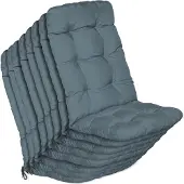 Beautissu 8er Set Hochlehner Auflagen Flair HL, 120x50x8cm, Taubenblau