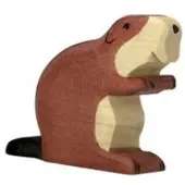 Gollnest & Kiesel Holztiger Biber Holz-Spielfigur, handgefertigt & handbemalt, 7,2 cm hoch, 8,5 cm lang