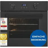 Exquisit Einbaubackofen, 67 Liter, 8 Funktionen, LED-Display, Grillrost & Backblech, EBE367-H-120