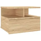 Décoshop26 - Wandmontierter Nachttisch mit Schublade und Ablagen aus Eichenholzoptik DEC033925