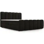 GRAINGOLD Boxspringbett Cloud 180x200 - Bett mit Matratze und Topper - Boxspringbett mit Bettkasten und Matratze - Boxspringbett Dunkelgrau (Royal 37)