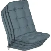 Beautissu 4er Set Hochlehner Auflagen Flair HL, 120x50x8cm, Taubenblau