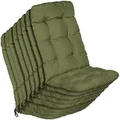 Beautissu 8er Set Hochlehner Auflagen Flair HL, 120x50x8cm, Olivegrün