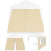 Casaria 2x Seitenteil für Pavillon 3x3m Wasserdicht mit Fenster mit Reißverschluss Garten Seitenwand Abdeckplane Faltpavillon Pop Up Stabil Beige