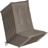 Beautissu 8er Set Gartenstuhlauflage Loft HL Taupe, 120x50x6cm
