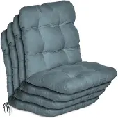 Beautissu 4er Set Niedriglehner Auflagen Set Flair NL, 100x50x8cm, Taubenblau
